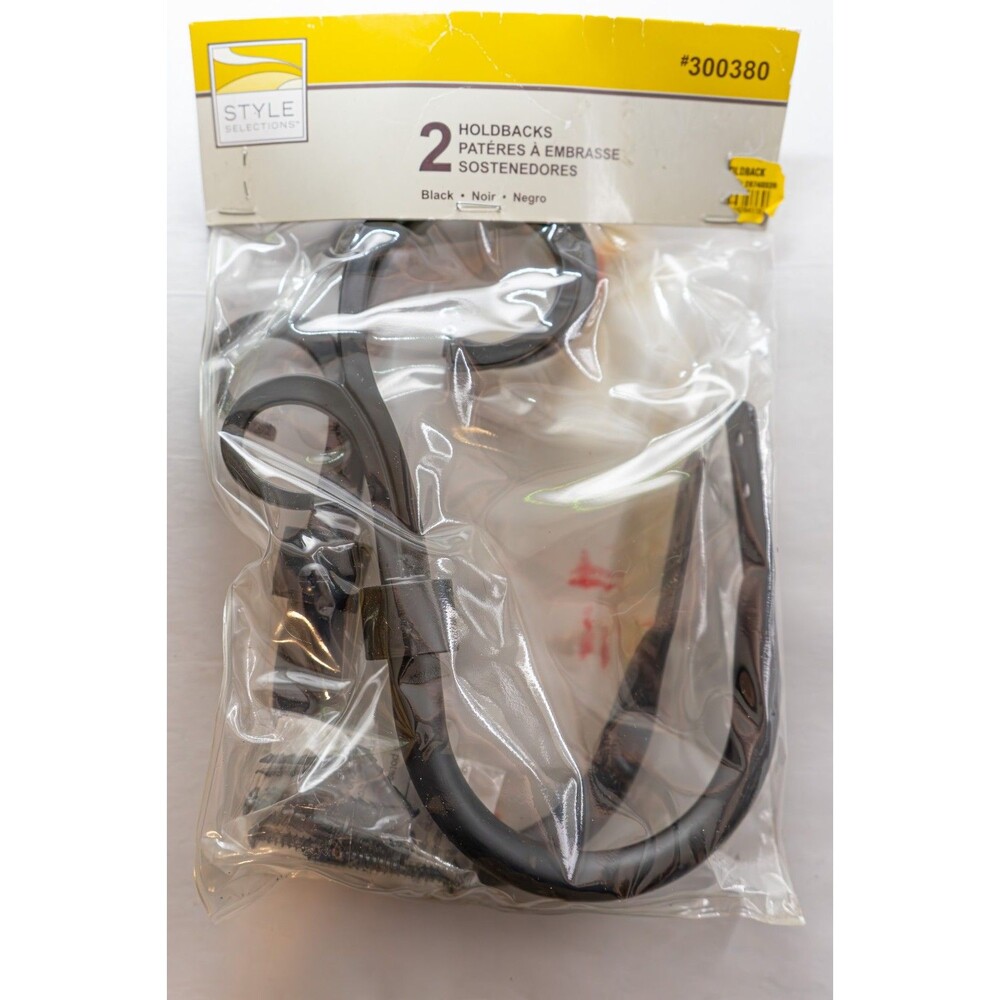 Style Selections #300380 Black Curtain Holdbacks NIB Victorian Window Hardware